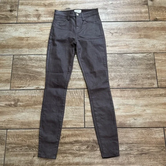L’agence High Rise Marguerite Skinny Espresso Brown Coated Size 24 Stretch Jeans - Picture 2 of 12